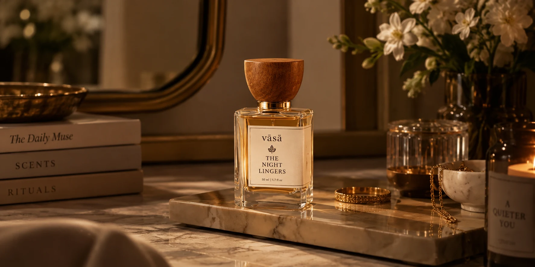 VASA The Night Lingers on a candle-lit dressing table